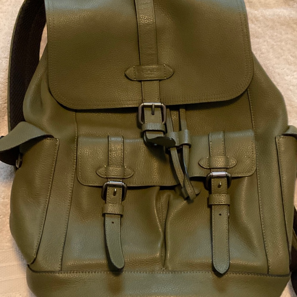 Coach Sage Green Leather Backpack